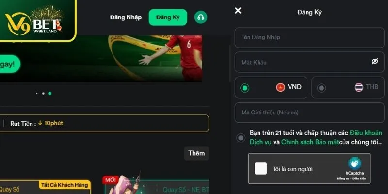 Các bước hướng dẫn đăng ký V9BET cụ thể cho newbie
